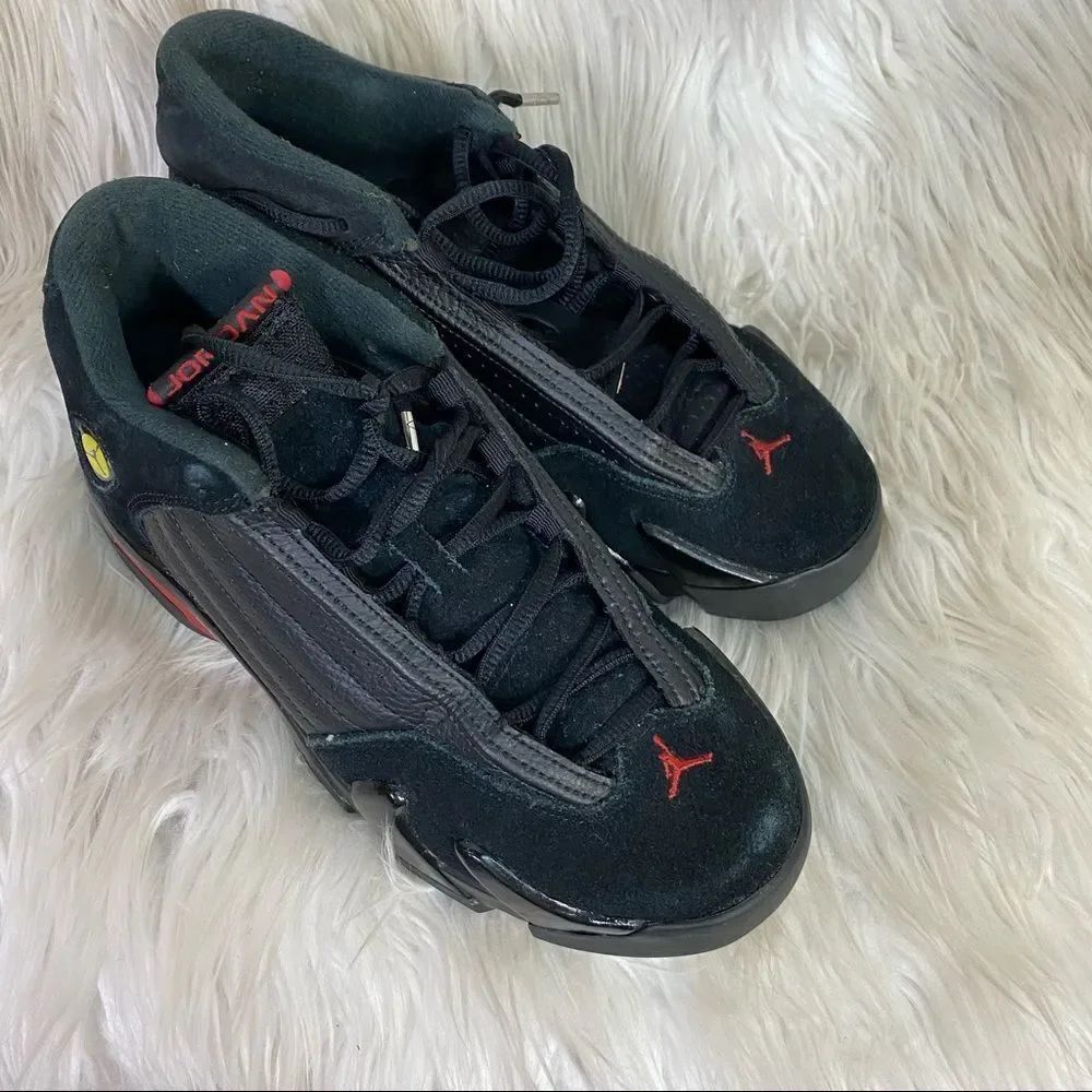 Jordan 14 Retro Last Shot Black Varsity Red Lace-Up Basketball Shoes 6.5Y